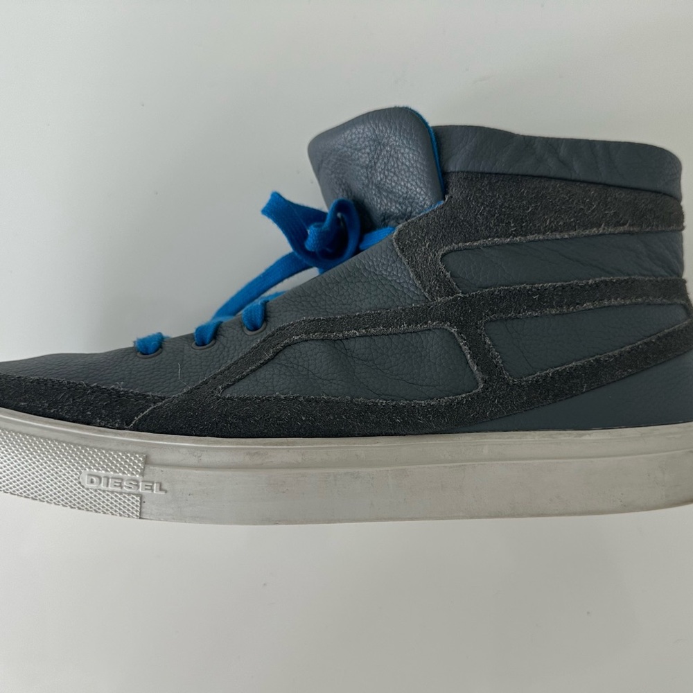 Diesel Gray and Blue High-Top Sneakers